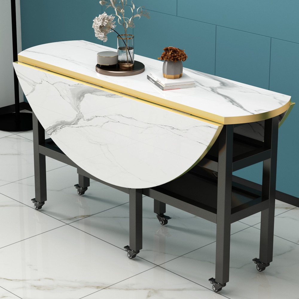 小户型大便携圆台面可家用简约餐桌吃饭桌子圆形折叠折叠移动圆桌