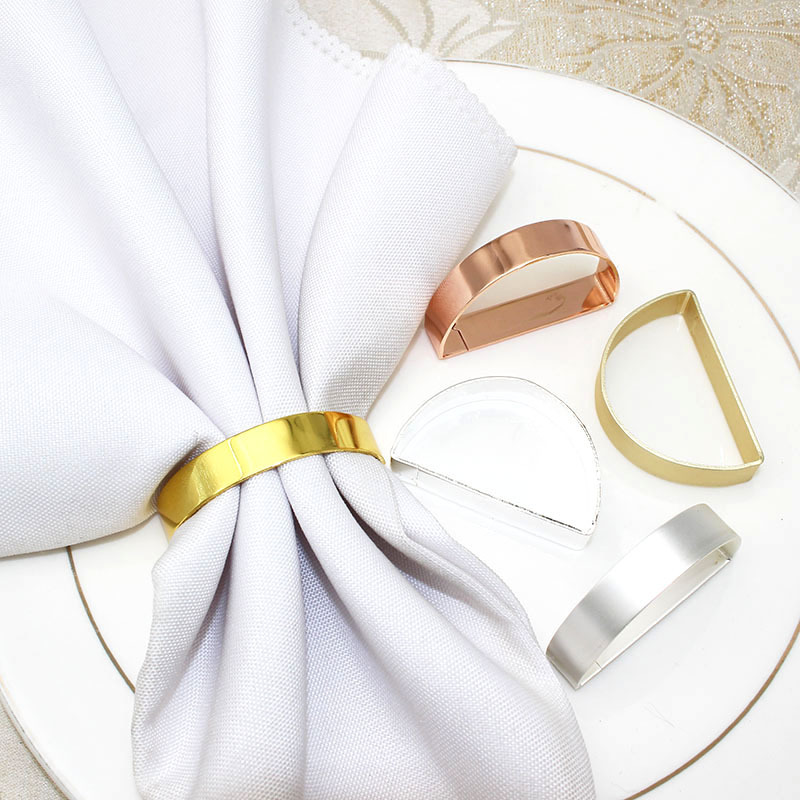 爆款酒店简约d字口布圈金属餐巾环半圆环餐巾扣餐巾圈厂家批发