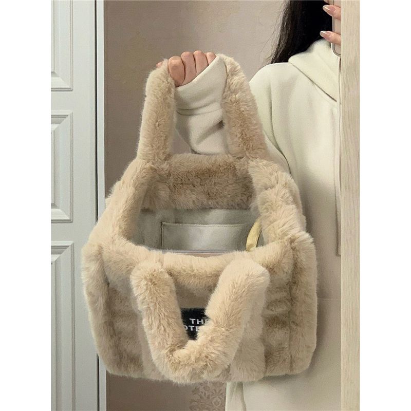 小众毛毛包秋冬新款羊羔毛托特包大容量手提包可爱毛绒斜挎包