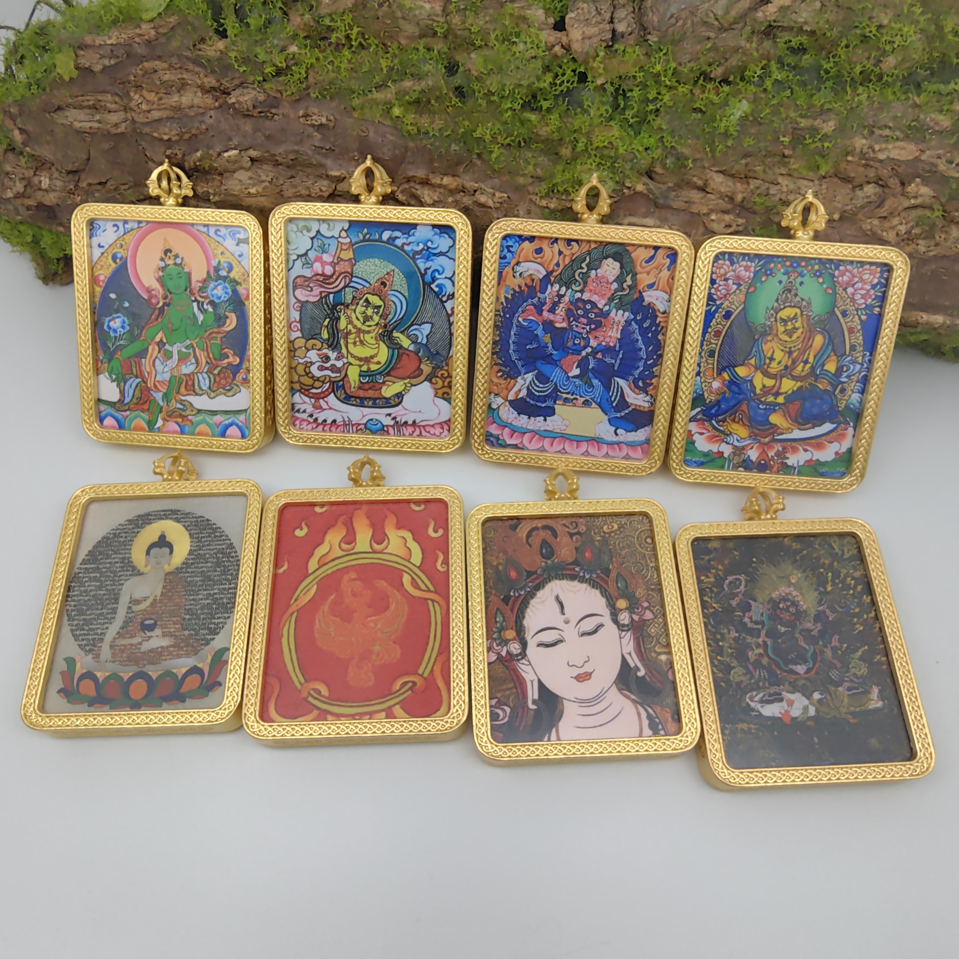 新款八大守护神唐卡扎基拉姆前世今生随身小唐卡吊坠批发旅游纪念