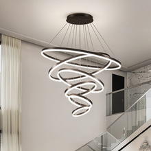 中山市灯具卧室圆形吊灯餐厅灯现代简约环形铝材复式大楼客厅灯