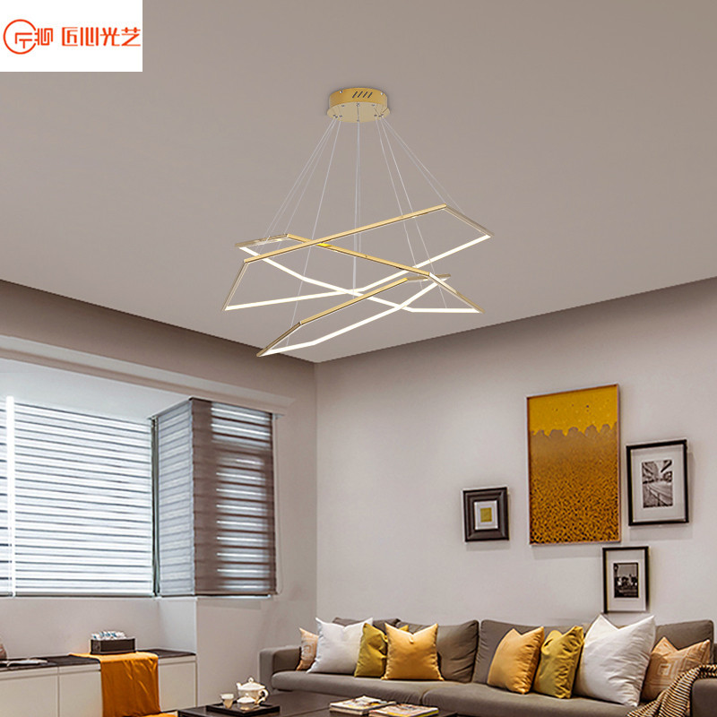 极简轻奢客厅吊灯别墅复式楼大吊灯创意餐厅不锈钢楼梯灯艺术异形