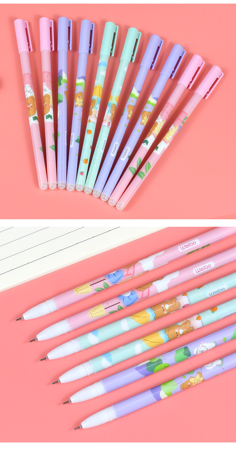 炜搏可擦中性笔彩色卡通可爱动物笔杆盒装晶蓝可擦笔厂家批发