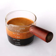 木柄小奶盅75ml 单嘴带刻度玻璃量杯 浓缩咖啡盎司杯高硼硅带手柄