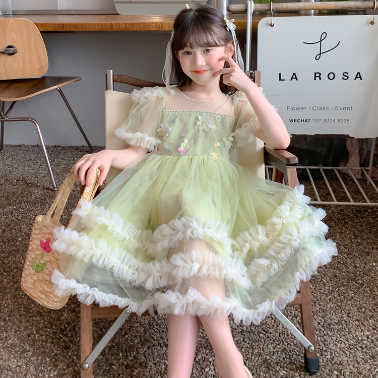 湖州织里童装女大童夏季童网连衣裙六一表演服礼服蓬蓬裙公主裙子