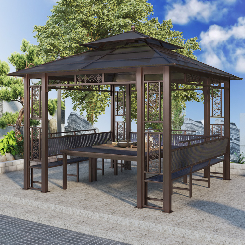 凉亭户外庭院室外露台别墅阳光棚农庄休闲铝合金茶水亭新中式亭子
