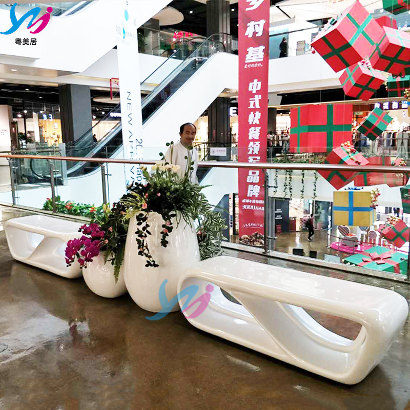 玻璃钢商场休闲椅电影院等候休息座椅公园户外广场日字凳美陈坐凳