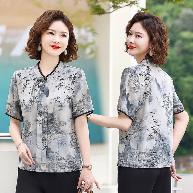 中老年女装夏装短袖t恤新款50岁妈妈款夏天衣服小衫洋气上衣高贵