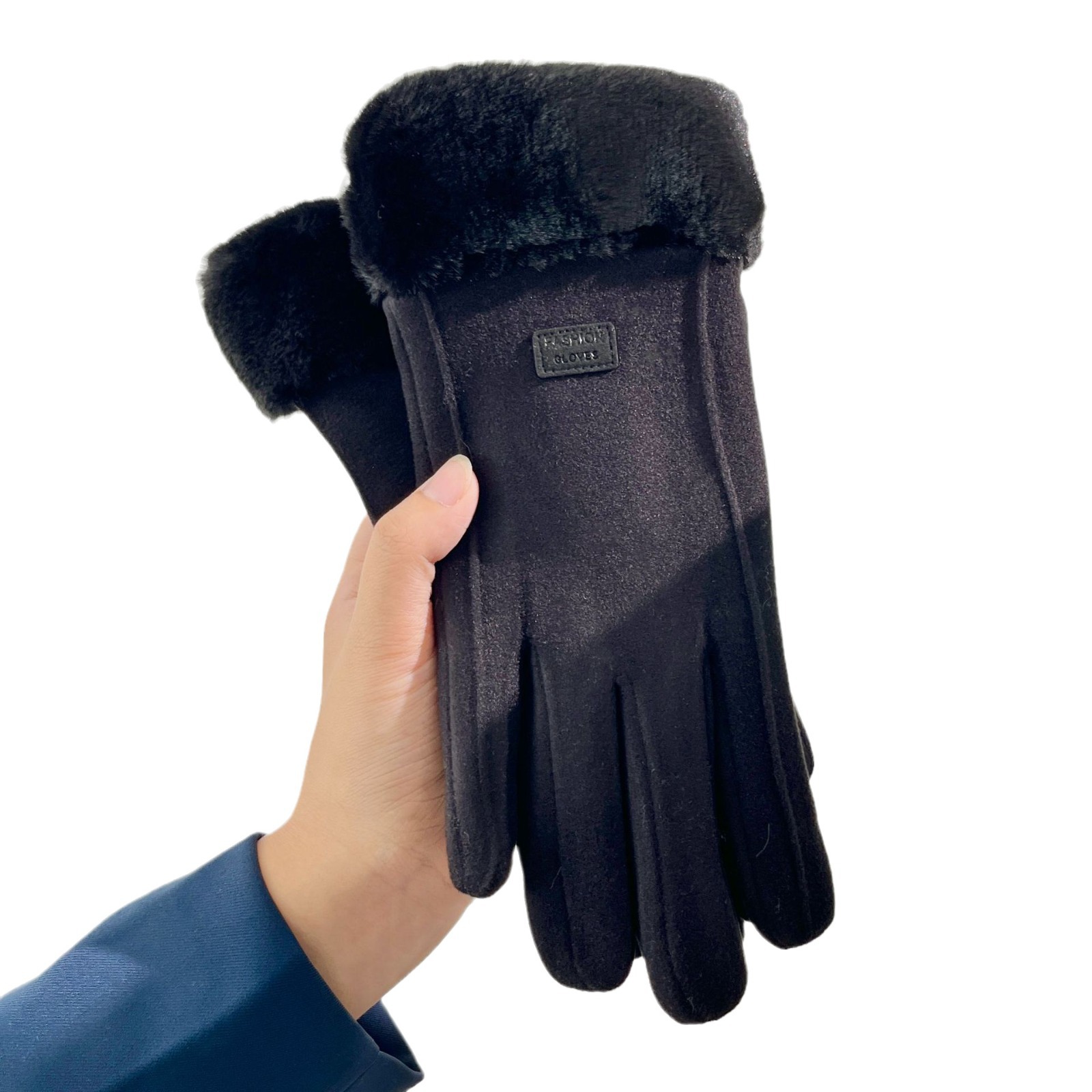 Women's Winter Gloves Fleece Lined Padded Warm Keeping Cute Suede Women's Riding Cold-Proof Windproof Cycling Touch Screen Winter