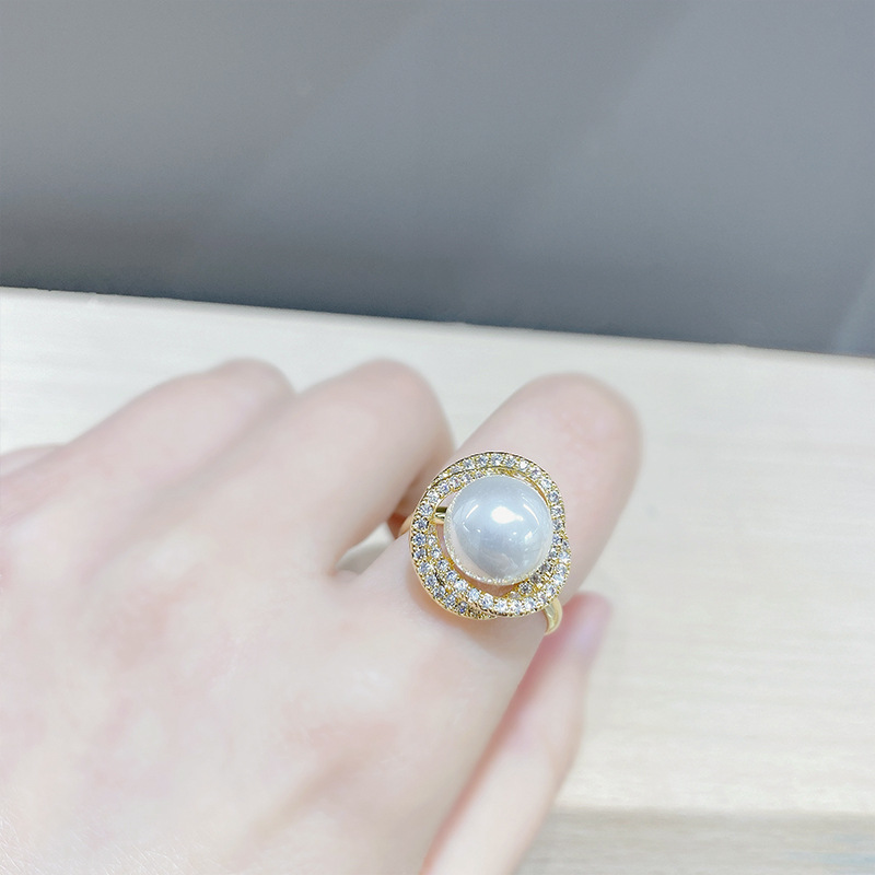 Ring Female Temperament Simple Japanese Style Mild Luxury Ring Vintage Ring Fashion Personality Pearl Ring Special-Interest Design