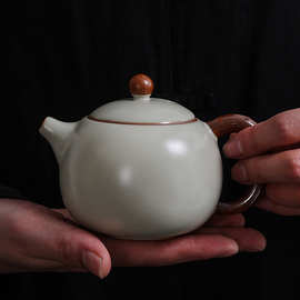 汝窑西施壶陶瓷茶壶泡茶家用茶水壶单壶可养开片泡茶器功夫茶具