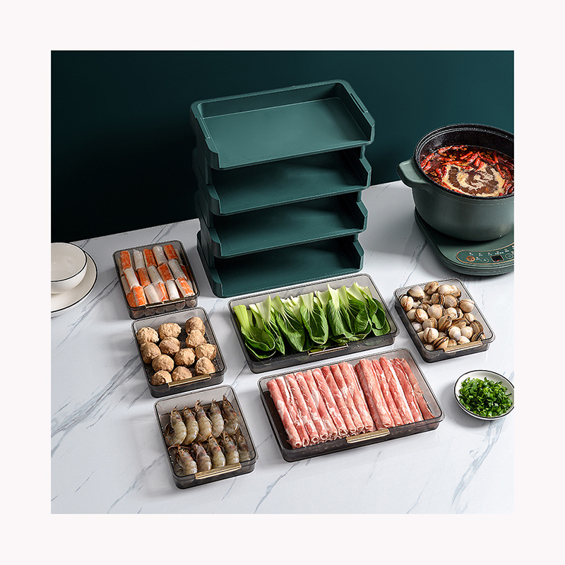 Kitchen Side Dish Plate Large Capacity Multi-Layer Fruit and Vegetable Storage Tray Punch-Free Dish Tray Family Hot Pot Side Dishes Shelves 0714