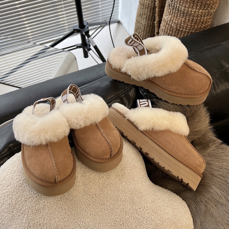 rosigΕugg拖鞋女外穿厚底增高羊毛鞋毛毛鞋冬季新款rosigeugg