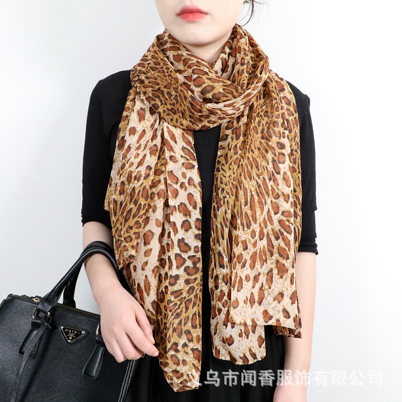 2022 Spring New Leopard Print Scarf Women's Large Size Thin Scarf Versatile Neck Protection Sunscreen Bib Shawl