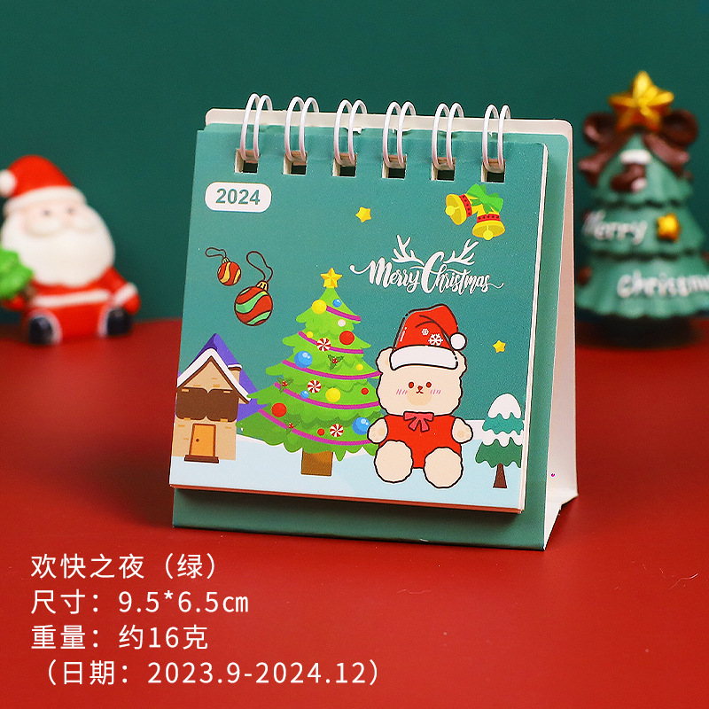 2024 Cartoon Christmas Desk Calendar Cute Mini Small Desk Calendar Desktop Decoration Student Calendar Christmas Gift