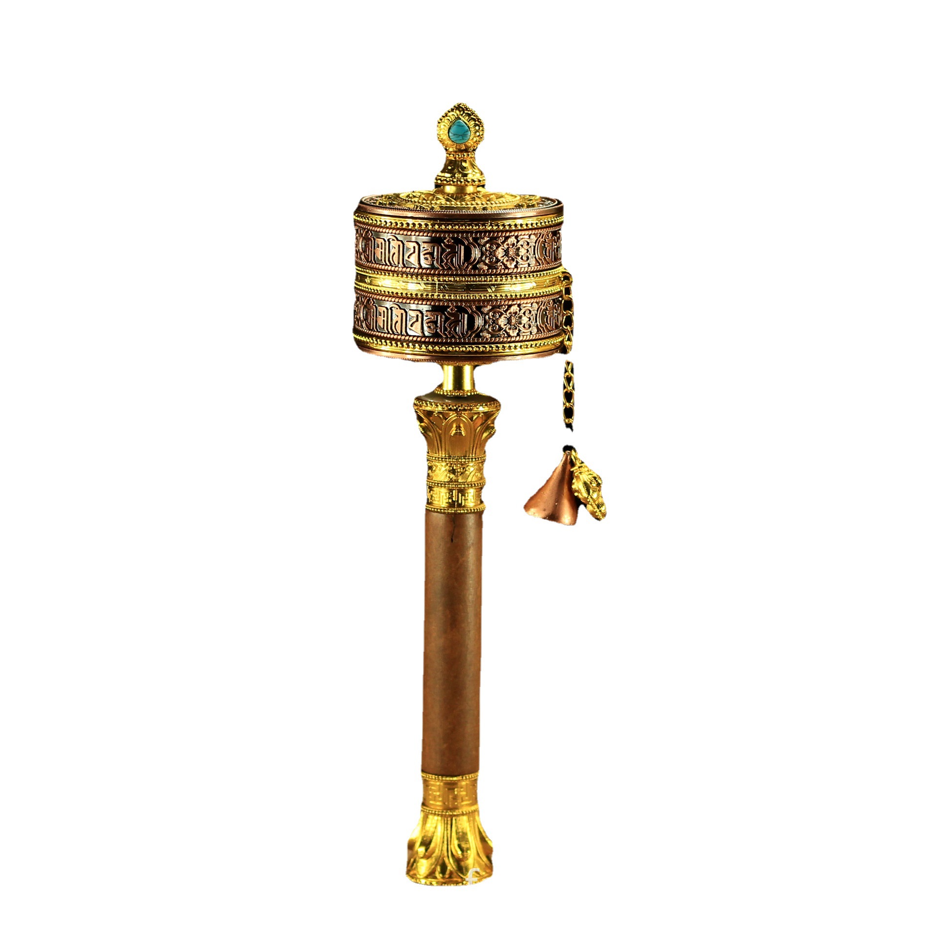 密宗法器藏传合金双层手摇转经轮转经筒10万遍观音心咒大号转经桶