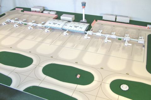 1:400机场地景机场建筑3d纸模diy手工客机民航飞机机场跑道模型