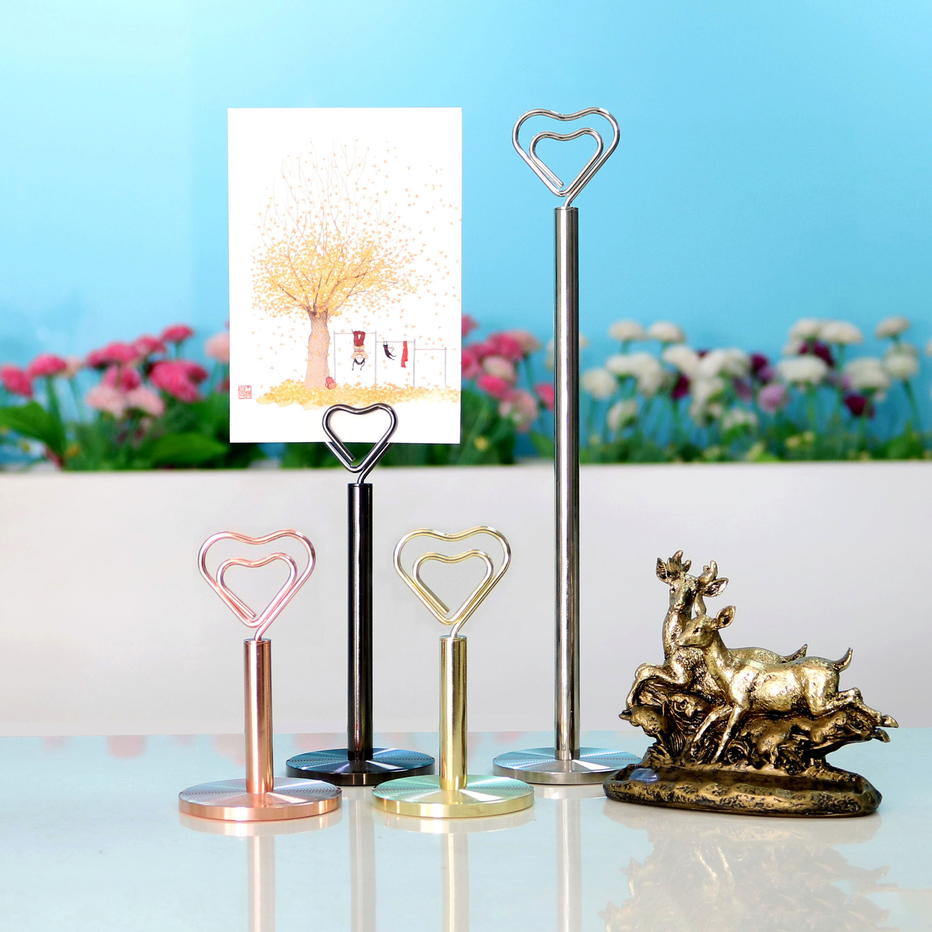 新品金属酒店餐桌菜牌标签夹台号牌 宴会婚庆席位桌号名片夹现货