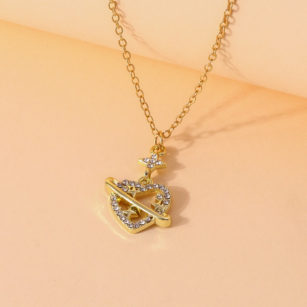 欧美跨境饰品爱心十字架钻石项链经典创意拼接百搭精品锁骨链首饰