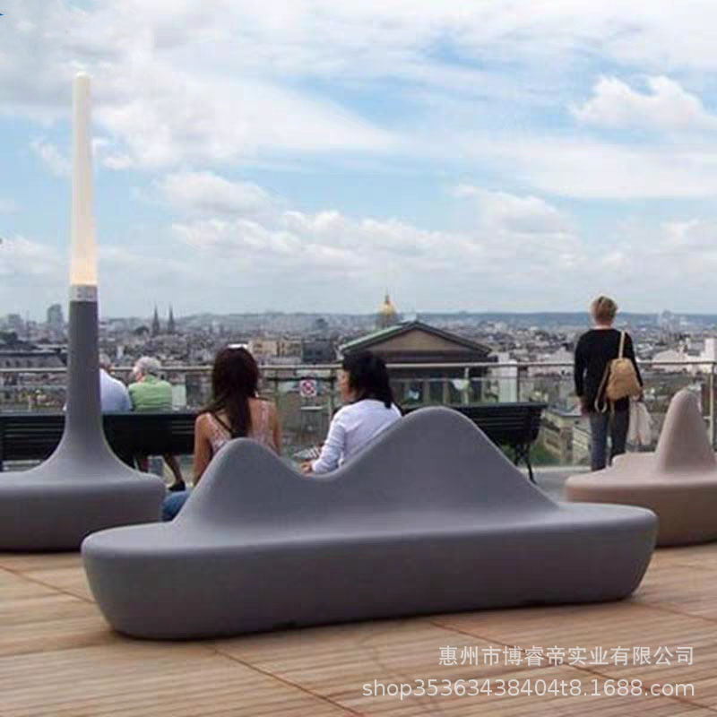 商场休闲椅玻璃钢坐凳售楼处沙发户外山峰造型休息椅美陈卡通座椅