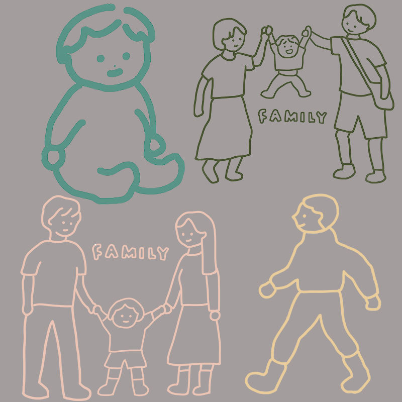 手绘涂鸦亲子装卡通烫画 热转印衣服logo烫图高弹耐水洗烫印现货