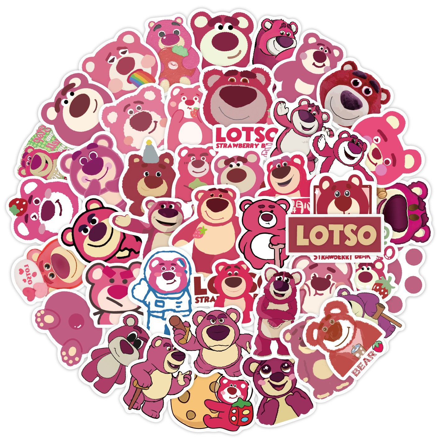 50张草莓熊贴纸行李箱笔记本水杯电动车儿童卡通涂鸦防水贴纸批发-阿
