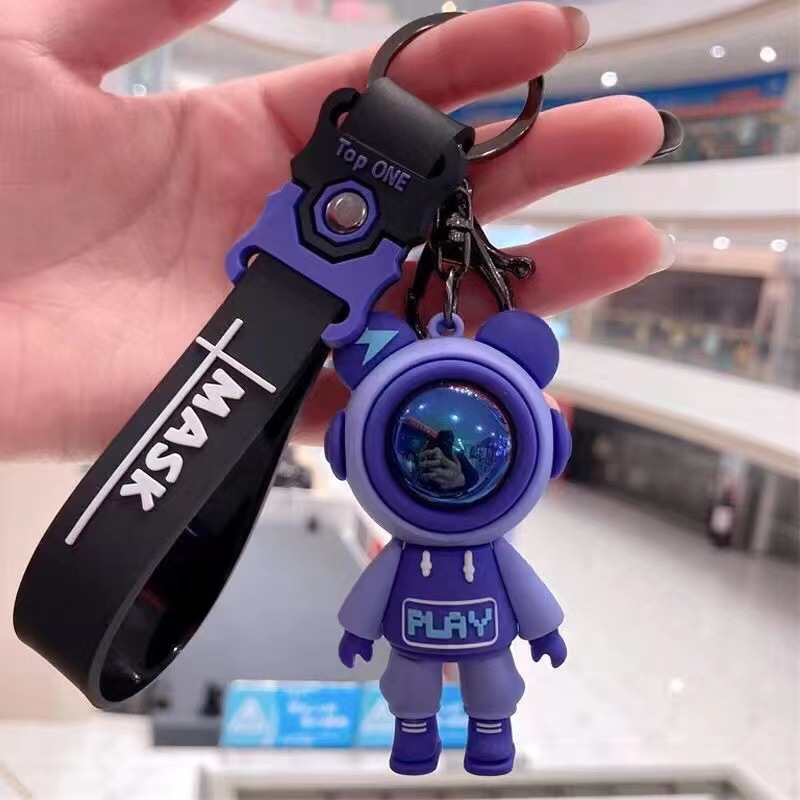 Lightning Bear Keychain Cute Cartoon Couple Doll Pendant Cars and Bags Key Ring Pendants Small Gift Wholesale