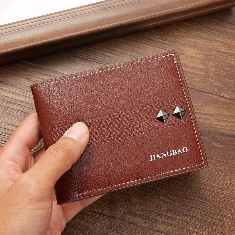 new men‘s wallet short wallet wallet fashion litchi pattern multiple card slots large capacity thin soft leather wallet