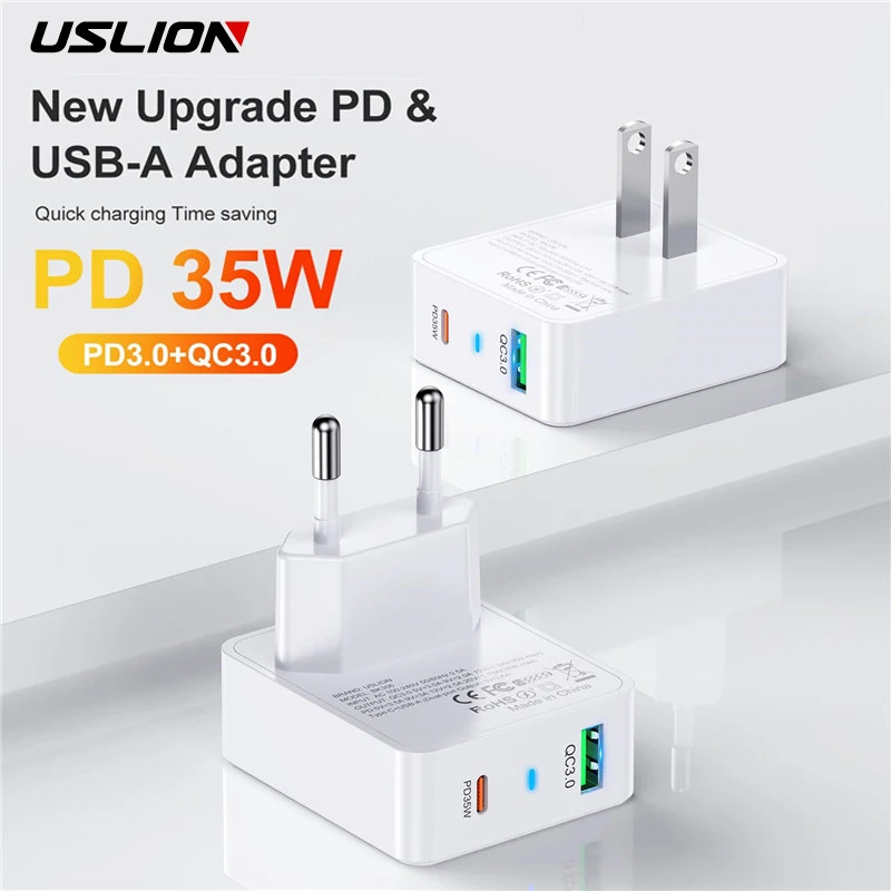uslion pd35w双口充电器适用苹果15iphone快充头ipad平板充电插头