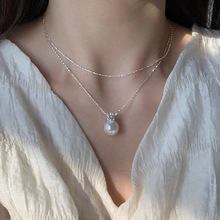 韩版小众设计单颗珍珠镶钻项链女时尚简约轻奢气质百搭高级锁骨链