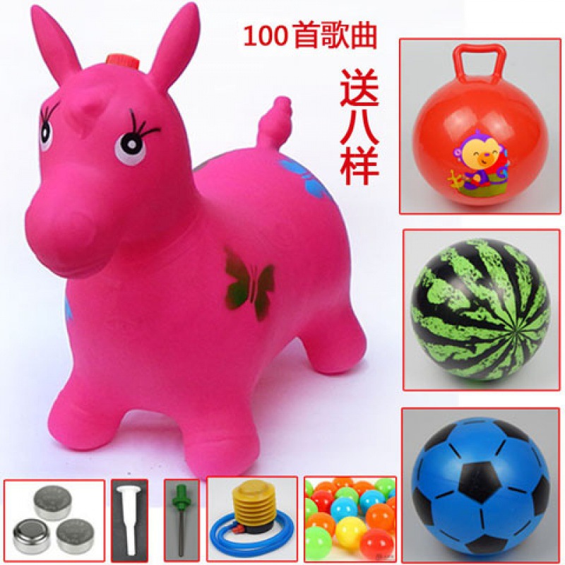 Jumping Horse Wholesale Children's Toy Inflatable plus-Sized Thickened No Baby Mount Pony Riding Music Jumping Deer