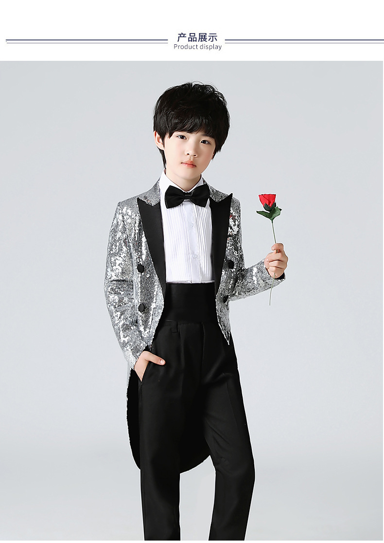 儿童燕尾服模特钢琴走秀比赛走秀主持人男童演出服两件套儿童礼服