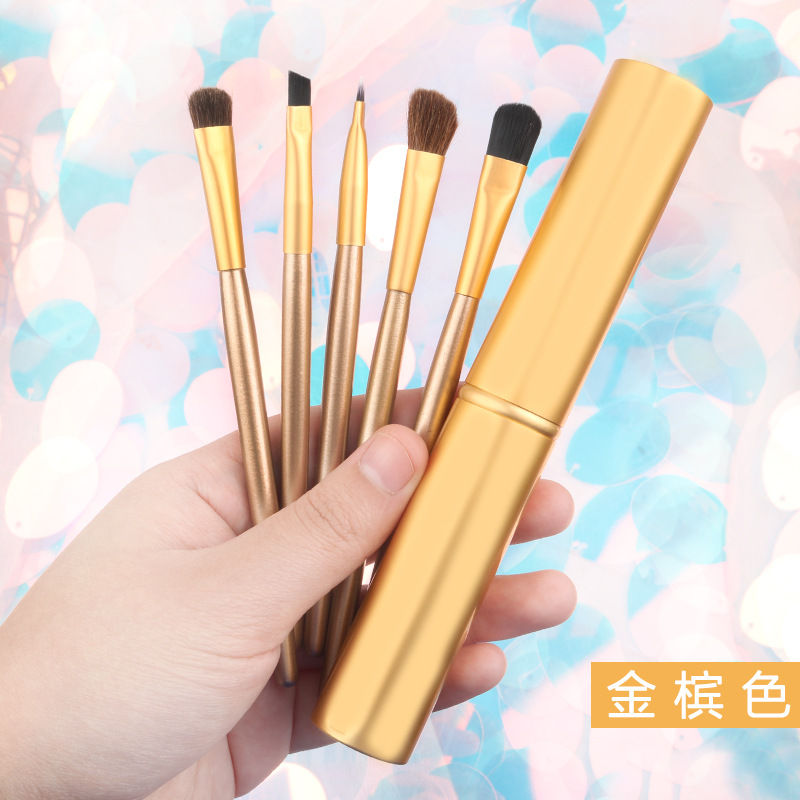 Aluminum Tube Eyeshadow Brush Set Animal Pony Hair Makeup Brush Full Set Makeup Tools Barrel Brush Lip Brush Nose Shadow Blending Brush