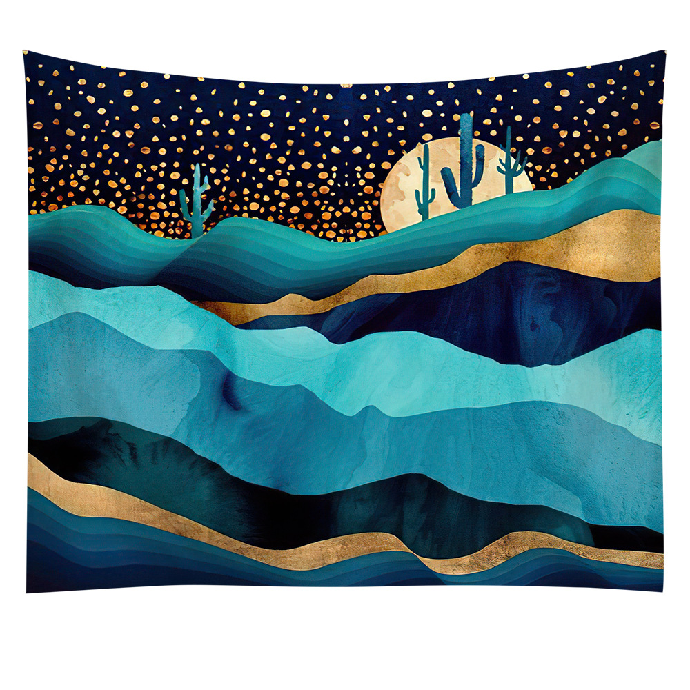 亚马逊家居装饰手绘山水画挂毯卧室地毯床头挂画沙滩巾野餐垫