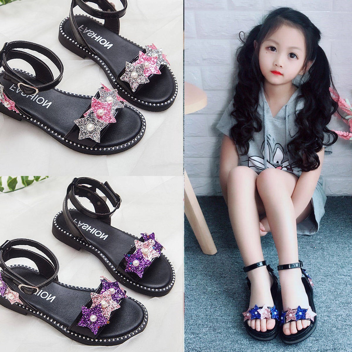 5小女孩6夏季7公主8凉鞋4岁半韩版女童9平跟罗马沙滩鞋10学生潮鞋