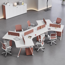 钢架异形创意三人位职员办公桌椅组合6人员工位简约现作台