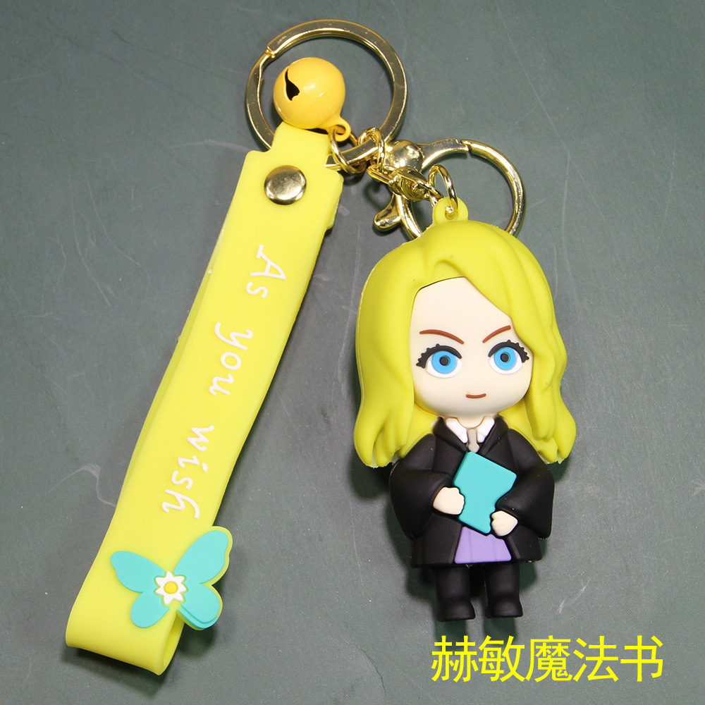 Cartoon Magic Academy Key Pendants PVC Soft Rubber Hand-Made Doll Key Chain New Harry Potter Keychain