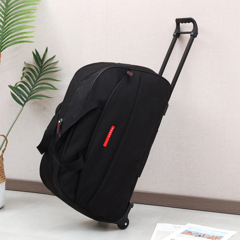 short distance folding trolley bag travel bag waterproof handbag solid color oxford cloth large-capacity luggage bag trolley bag