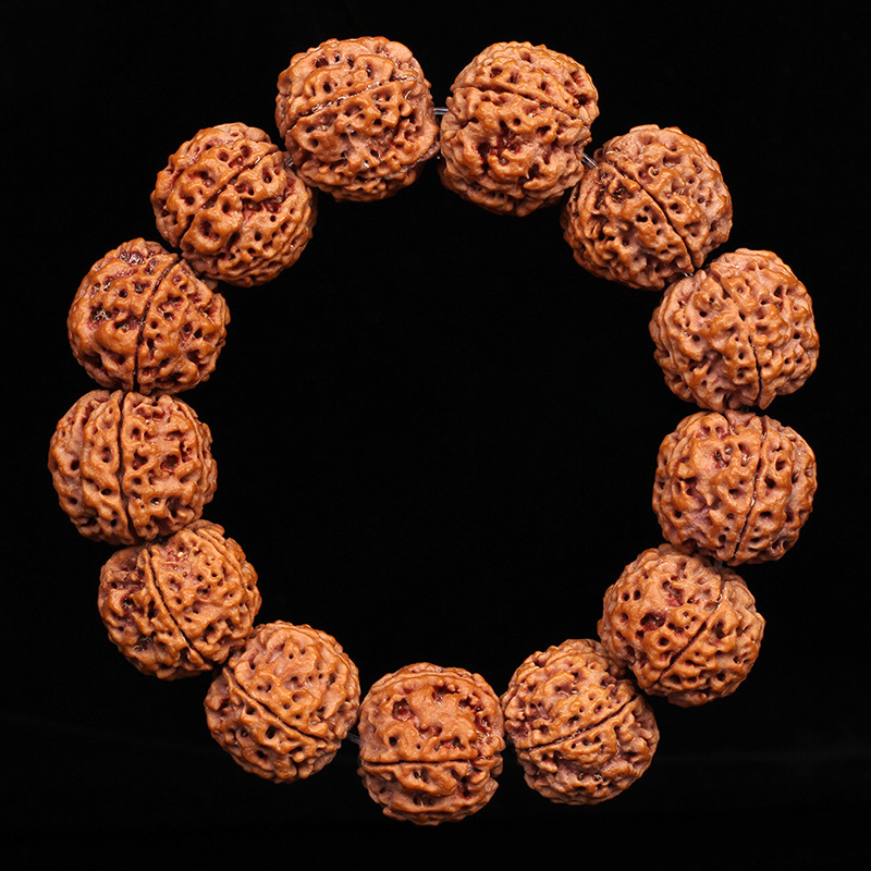 保真大金刚菩提子手串五瓣原籽佛珠手串朱砂牛角配饰男士手链饰品