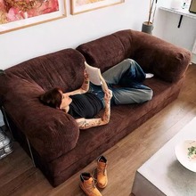 日式复古灯芯绒布艺沙发全拆洗客厅小户型可躺直排双人位模块沙发