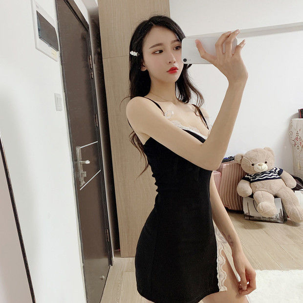 Pajamas Women's Skirt Summer New Sexy Cute Slim-Fit Pure Desire Style Lace Nightdress Internet Celebrity Suspender Skirt Thin Homewear