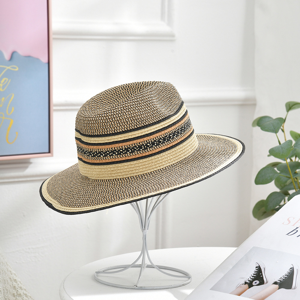 Factory Direct Sales Wholesale Summer Women's Sun Protection Straw Sun Hat Fashion Casual Flat Top Tassel Top Hat Korean Style Hat