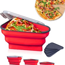 跨境爆款亚马逊可折叠披萨盒 食品级硅胶 可重复使用 三角形披萨