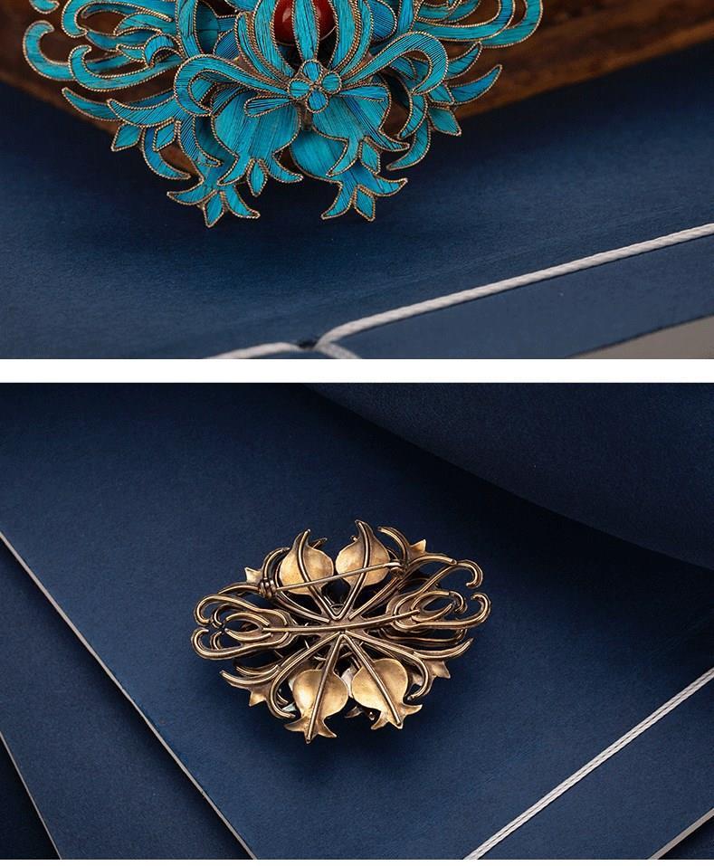 手工花丝镶嵌点翠胸针女复古宫廷风简约百搭款经典饰品送长辈礼物