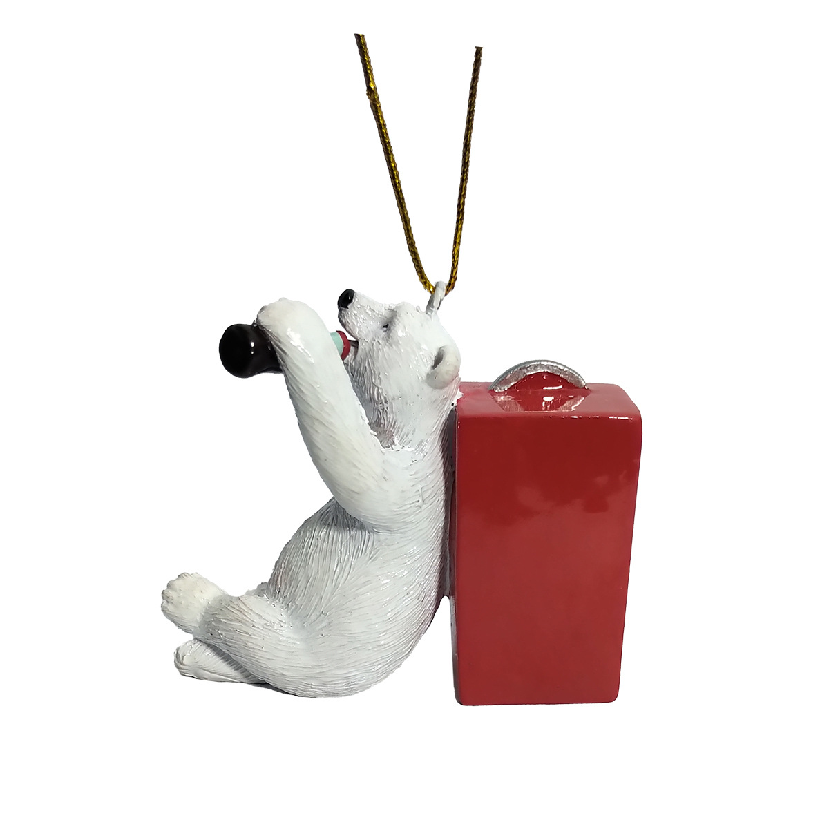 创意北极熊仰靠可口可乐冰柜系列手办树脂公仔雕塑挂件