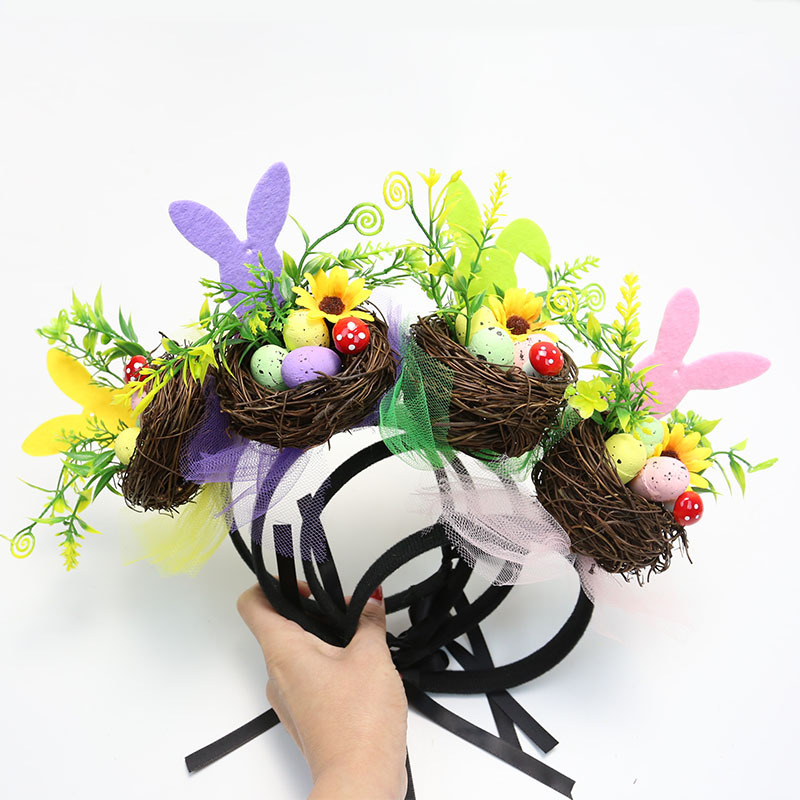 Zilin Cross-Border New Easter Party Headdress Cos Dress up Creative Headband Rabbit Bird Nest Decorative Head Hoop