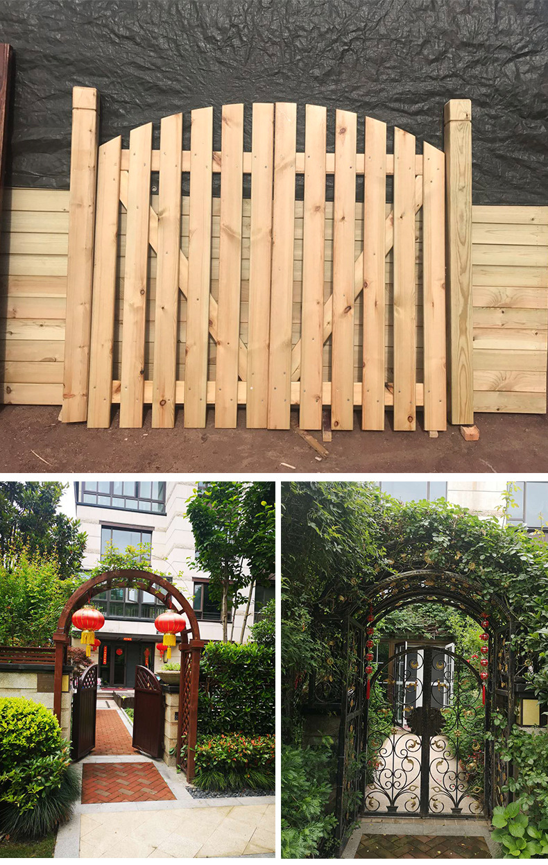 花园栅栏门庭院花园门围栏篱笆门室外防腐木门户外家用实木双开门