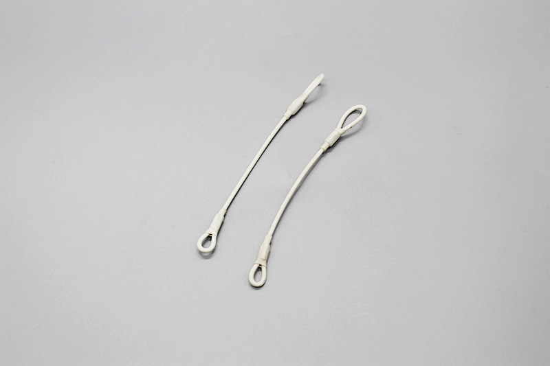 红酒防盗扣钢丝绳衣服磁扣箱包防盗白色双环钢丝绳一针一环绑带