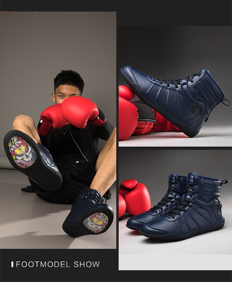 跨境大码男女拳击鞋格斗鞋情侣防滑轻便散打训练鞋搏击鞋专业比赛