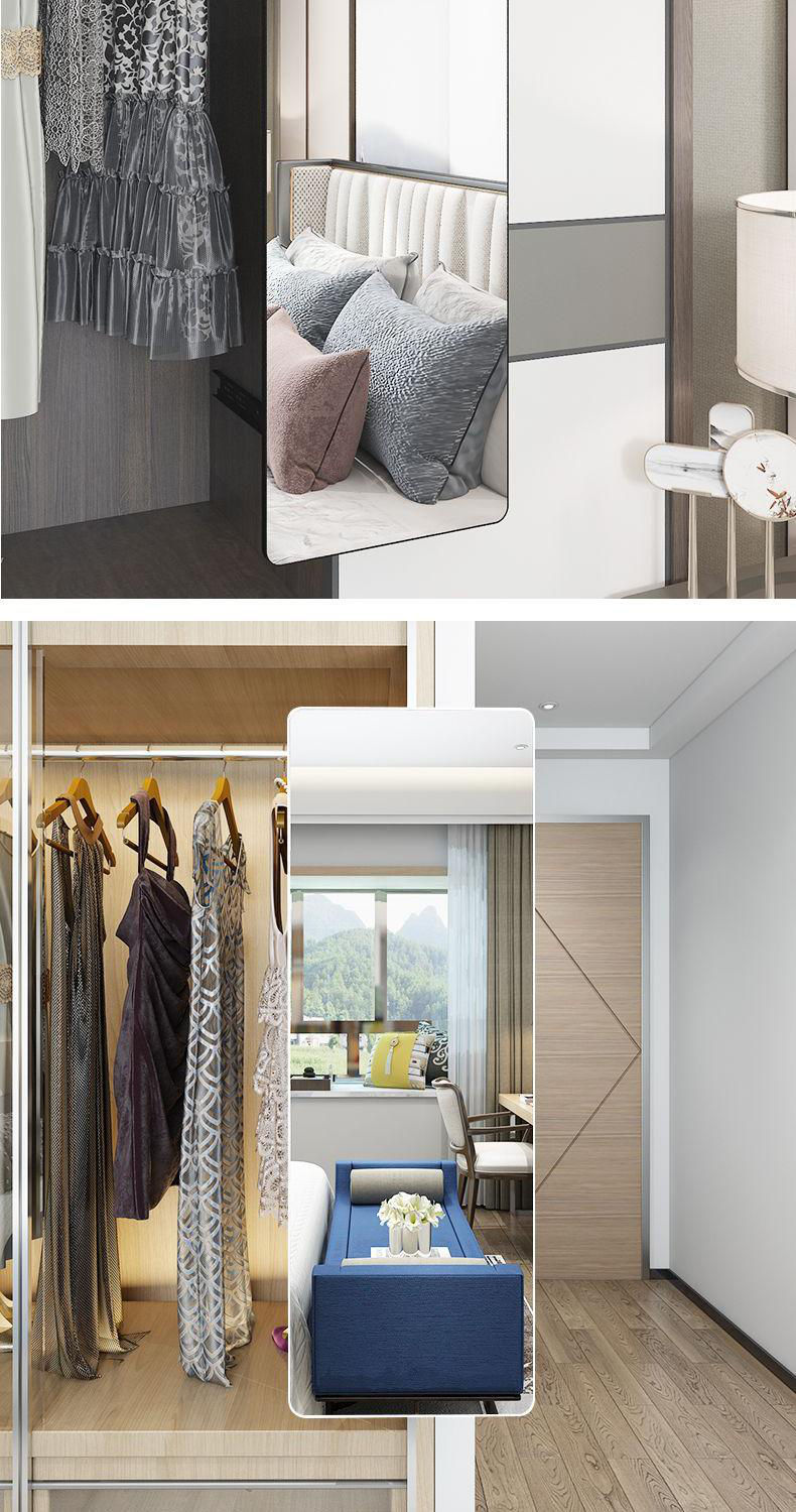 衣柜镜子推拉旋转内装隐藏伸缩折叠试衣镜全身卧室家用衣橱穿衣镜